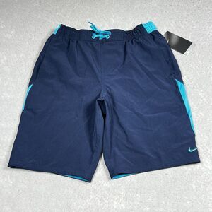 Nike Swim Suit Trunks Mens Small Navy Blue Repel NESS9427-489 Lined Inseam 9 in